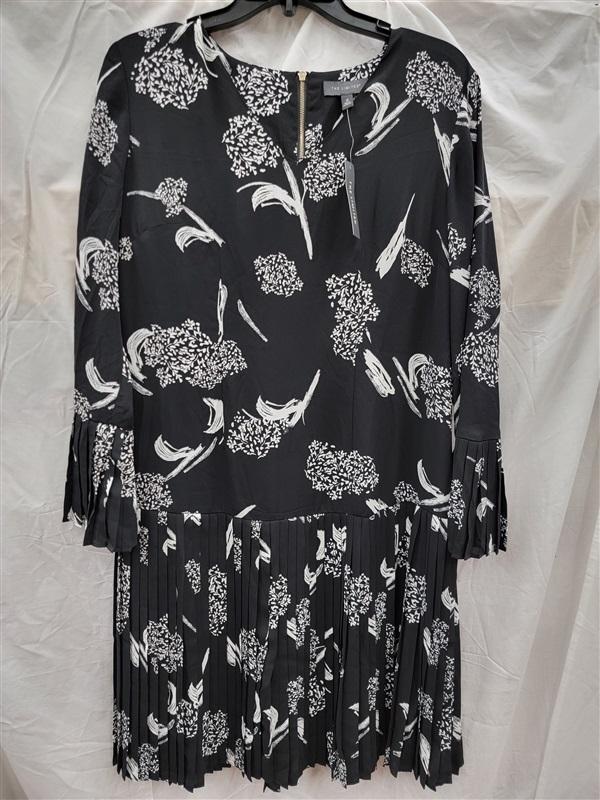 NWT The Limited 8 Black White Brush Floral Drop Waist V Neck Dress 123636