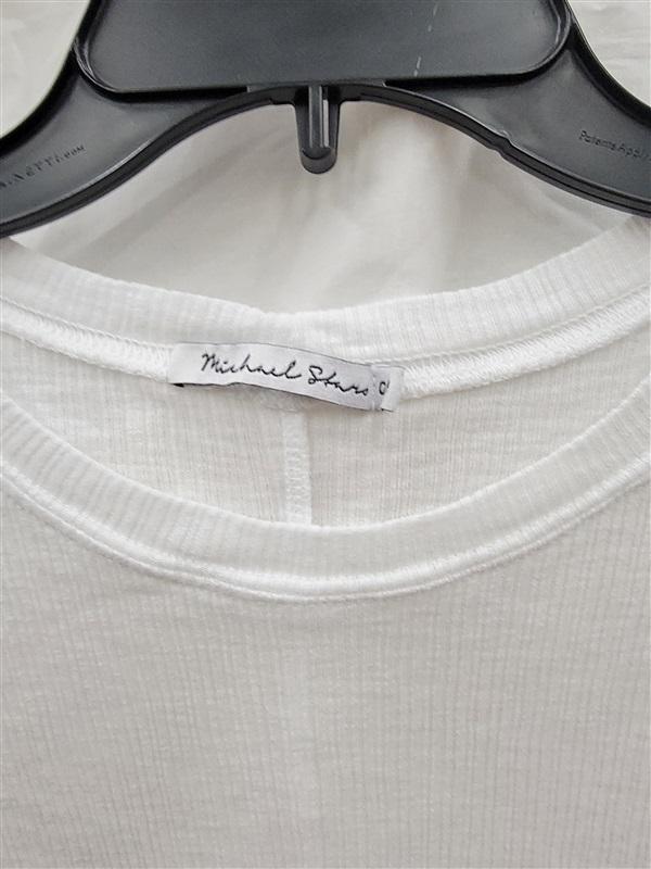 NWOT Michael Stars OS Cora Ribbed Short Sleeve T Shirt White 123679