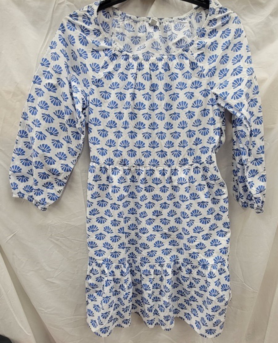 NWOTD J Crew 8 Blue White Seashell Dress 123699