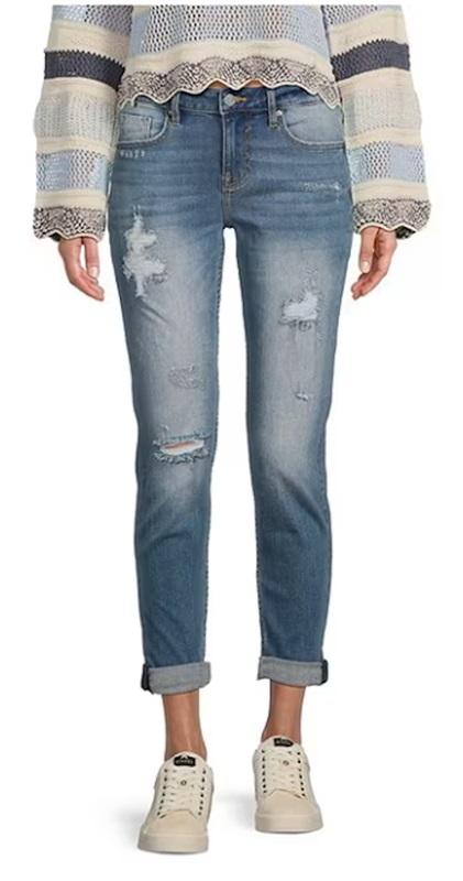 NWT Vigoss 20W Thompson Tomboy Leg Distressed Jeans 123768