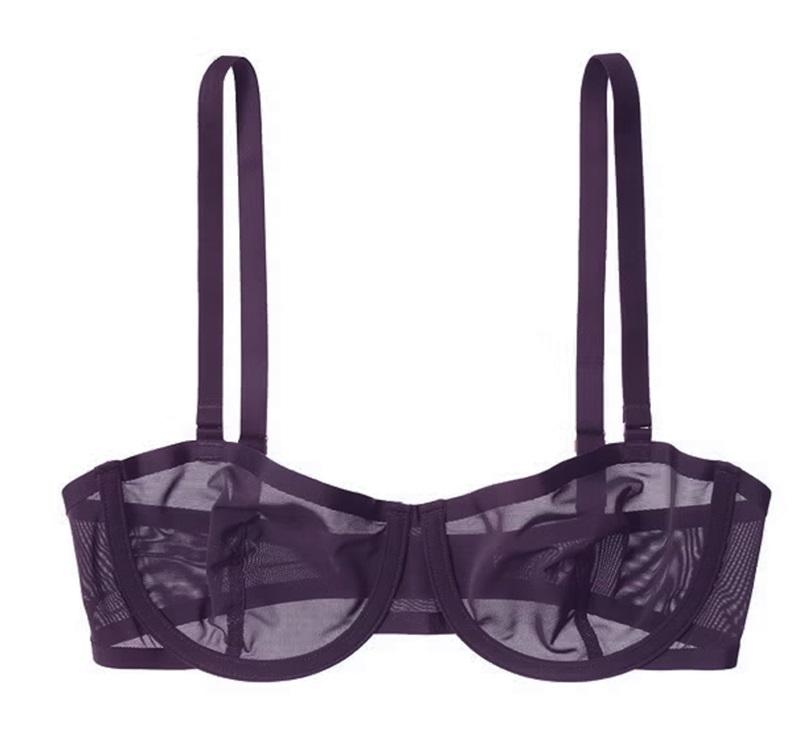 NWOT CUUP 36D The Balconette Mesh Purple Sheer Underwire Bra 124001