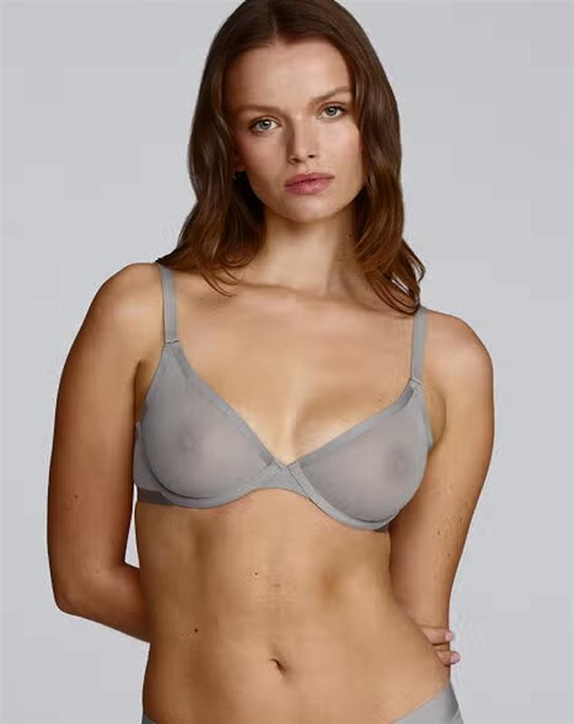 NWOT CUUP 36H The Plunge Mesh Gray Sheer Underwire Bra 124012