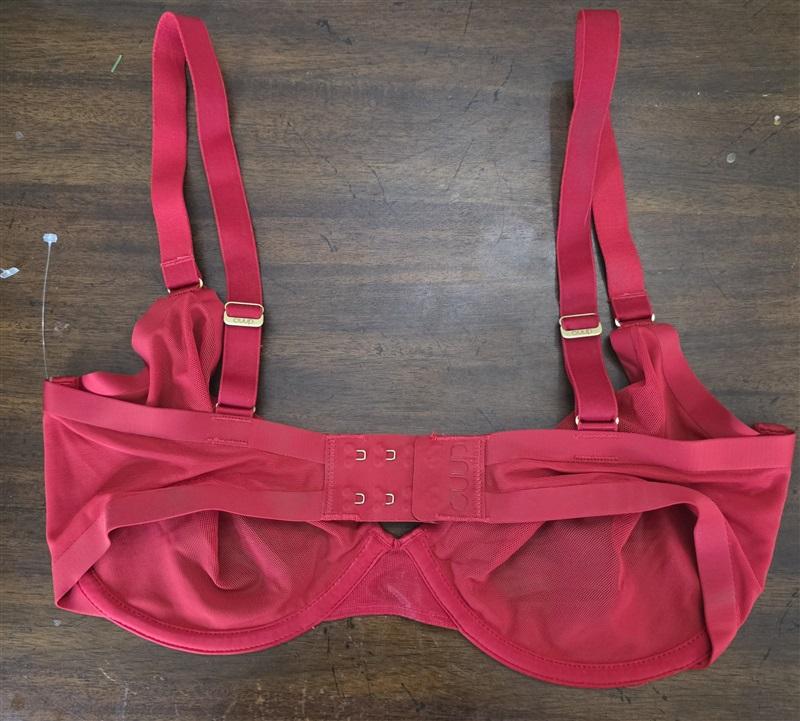 NWOT CUUP 32F The Balconette Mesh Red Sheer Underwire Bra 124015