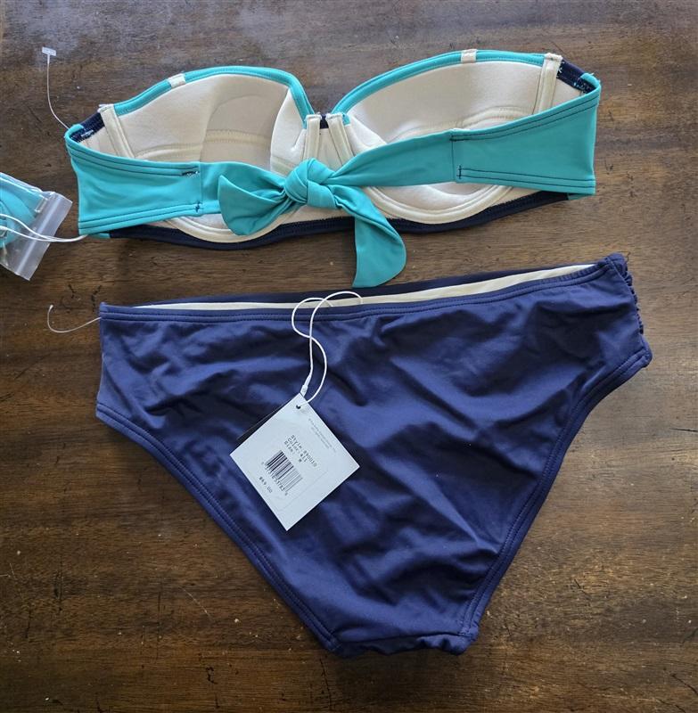 NWT Echo M Color Block Underwire Bikini Top & Bottom Blue Green 124049