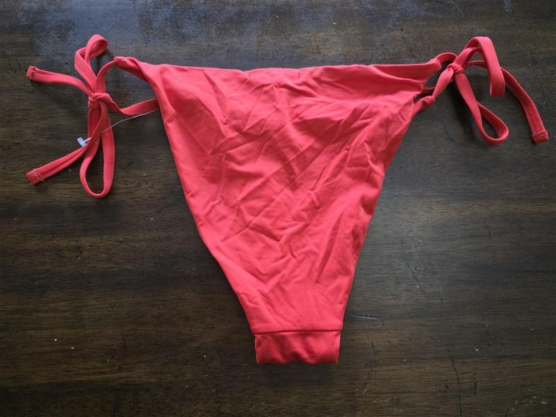 NWT Aqua Swim S Red Solid Bikini Tie Side Bottom Swimsuit 124055