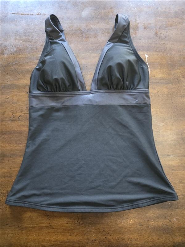 NWOT DKNY M Black Satin Trim Tankini Top 123631