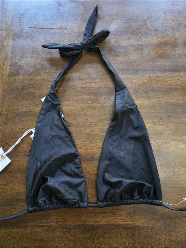 NWT Good American Sz XL Tie Halter Black Bikini Top 124081