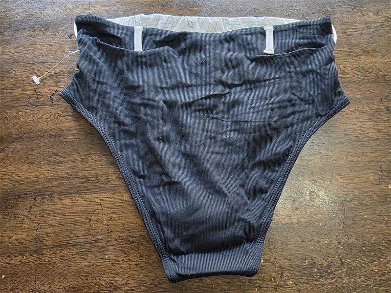 NWTD Volcom XS High Rib Retro Bikini Swim Bottom Black White 124084