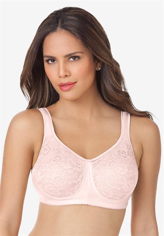 NWT Comfort Choice 54D Soft Cup Lace Back Hook Bra Easy Enhancer Pink 124090