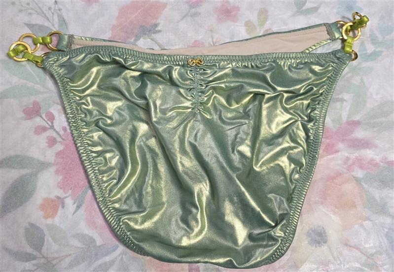 NWOT Pilyq PQ S Green Sparkle Chain Side Teeny Bikini 124140