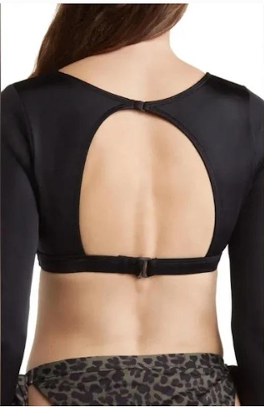 NWT Good American 4x SHOW OFF Black Underwire Rash Guard Top 124150