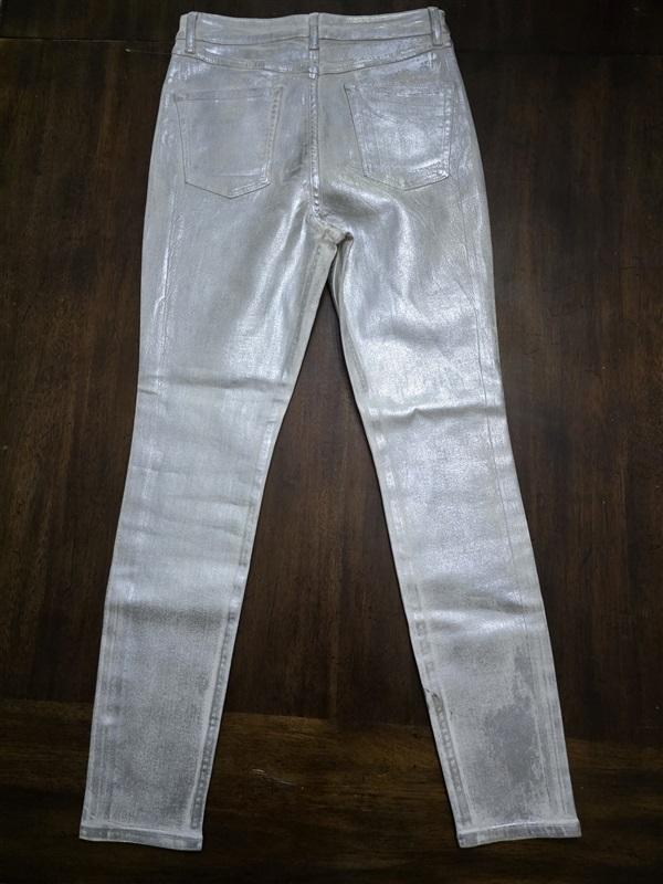 NWOT StudioR 330 29 Coated High Rise Skinny Metallic Icy Grey Silver 124167