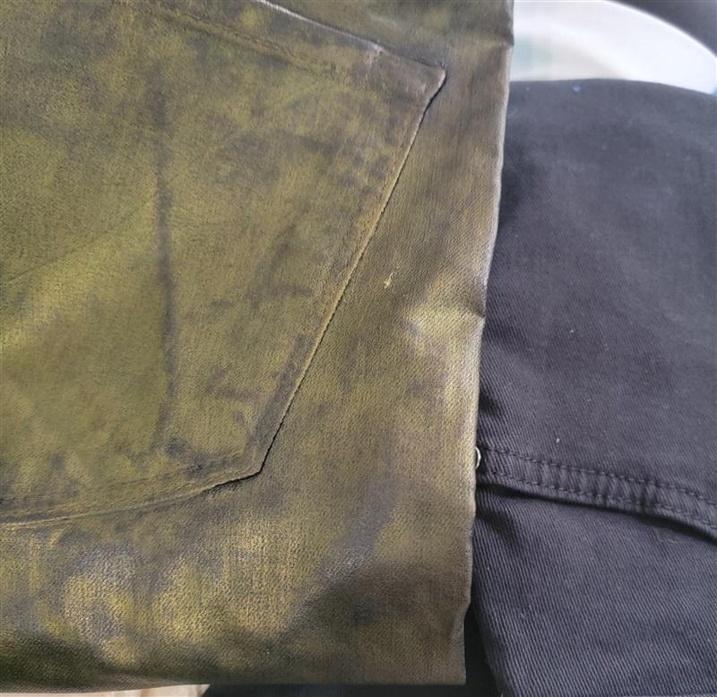 NWT J Brands 28 Super Skinny Gold Blue Leather Look Coated denim 124169