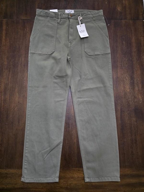 NWT LTJ Letter to Juliet jeans 31 x 28 tapered stretch Olive Green 124196