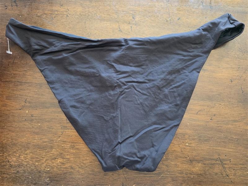 NWT Aqua Swim L Solid Black Bikini Bottom Swimsuit 124516