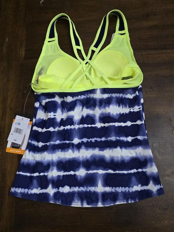 NWT Zero Xposur XS Helix Blue White Tankini Swim Top 124557
