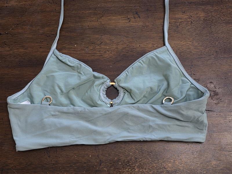 NWOT Pilyq PQ S Aquarius Ring Halter Tie Bikini Swim Top Green 124581