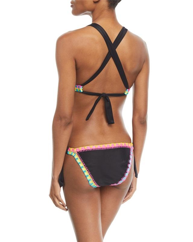 NWT Pilyq Platinum M Crochet Triangle Bikini Swim Top Lavender Purple 124582