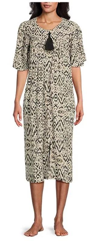 NEW Go Softly 3X Ikat Crinkled Woven Patio Dress Black Cream 124584