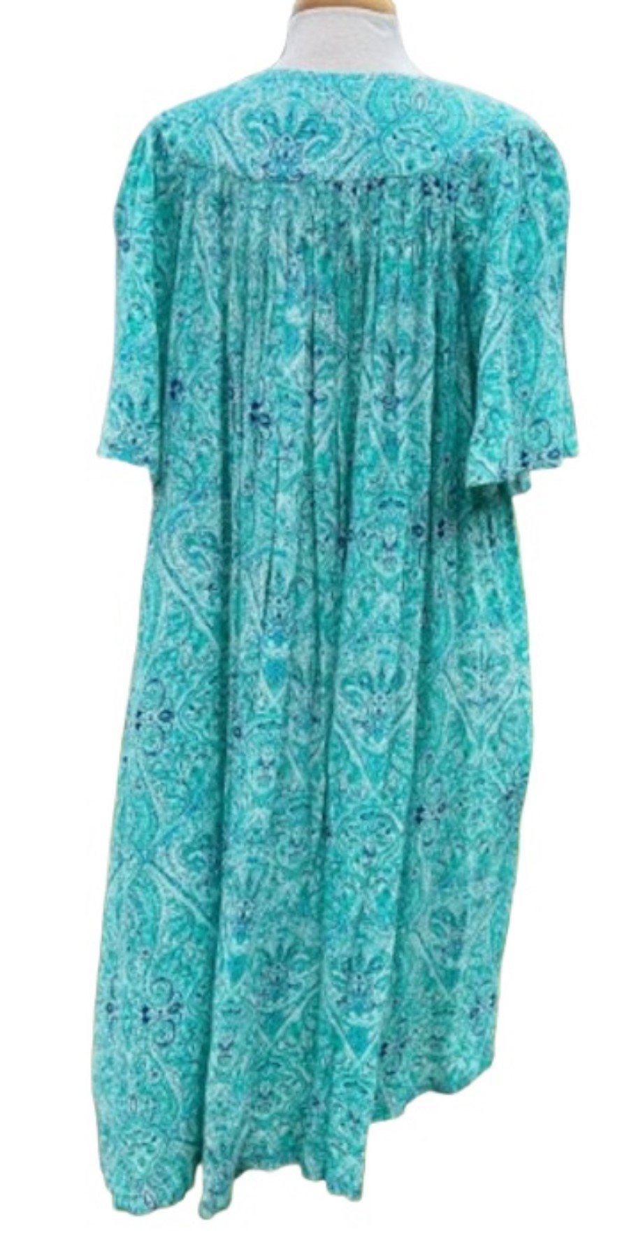 NWT Go Softly S Patio Dress Kaftan Tile V-Neck Short Sleeve Zip Crinkle 124585