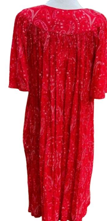 NWT Go Softly S Patio Dress Kaftan Short Sleeve Zip Crinkle Red Paisley 124597