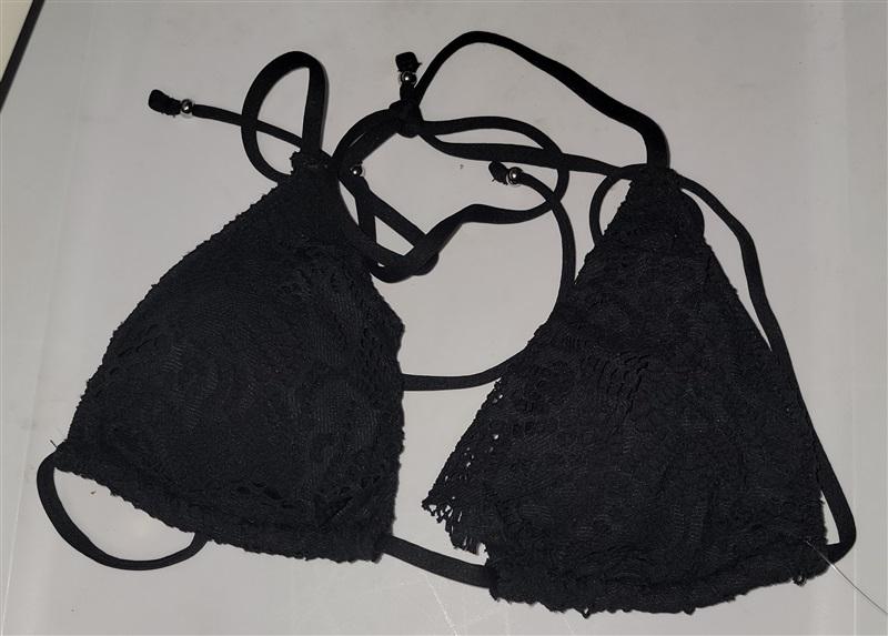 NWOT Ralph Lauren Butterfly Lace L Black Halter Triangle Bikini Swim Top 124651
