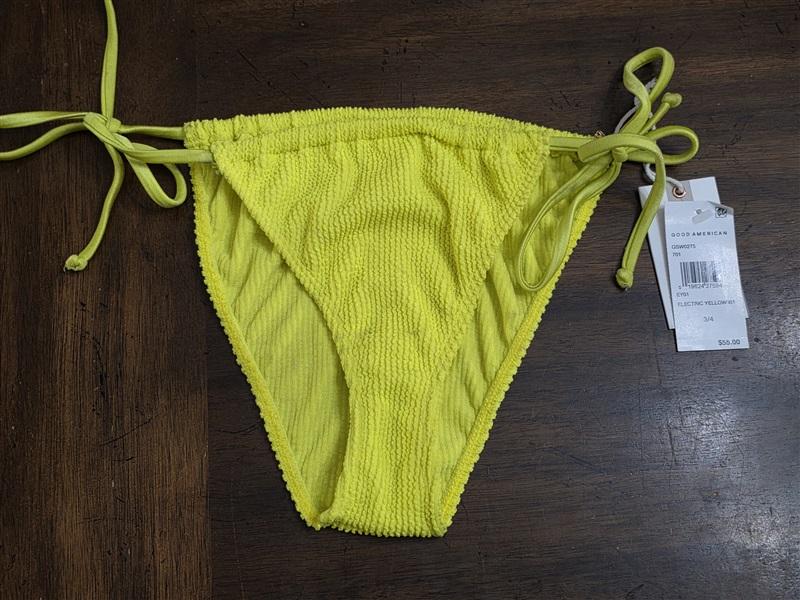 NWT Good American L XL Side Tie Bottom Always Fits Swimsuit Yellow 124657