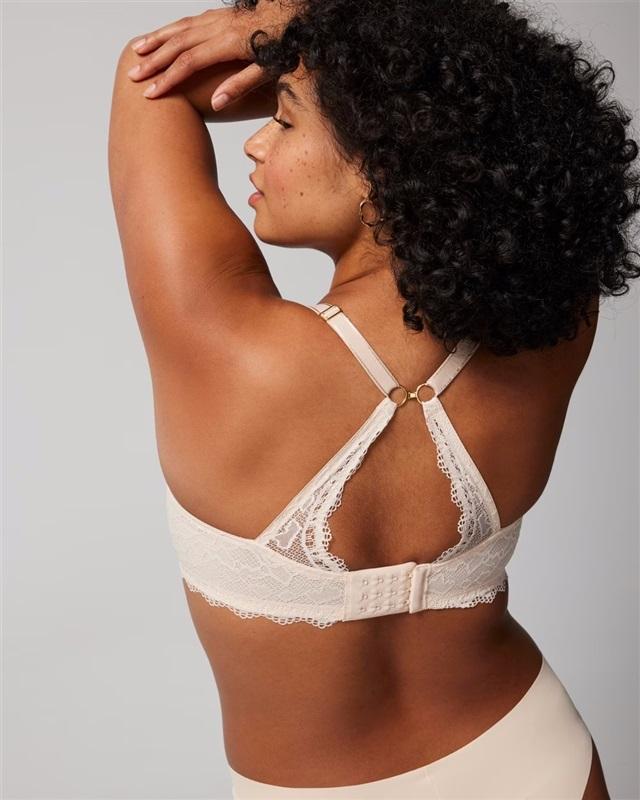 NWOT Soma 36d Embraceable Push Up Underwire Lace Trim Bra Beige 124740