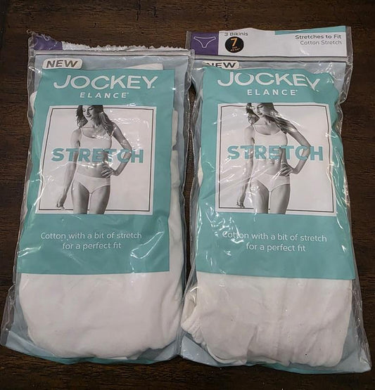 NEW in PKG Jockey Elance Stretch Bikini 6 PR Underwear sz 7 White 124777