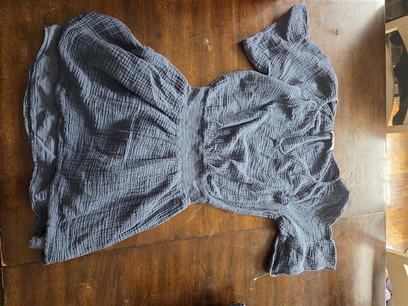 NWOT Michael Stars XS Katelyn Gauze Lace Crinkle Dress Gray V Neck 124806