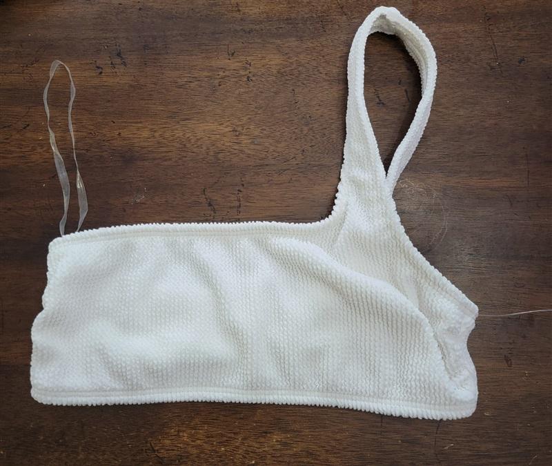 NWT Good American S/M ALWAYS FITS 1 Shoulder BIKINI TOP White 124814