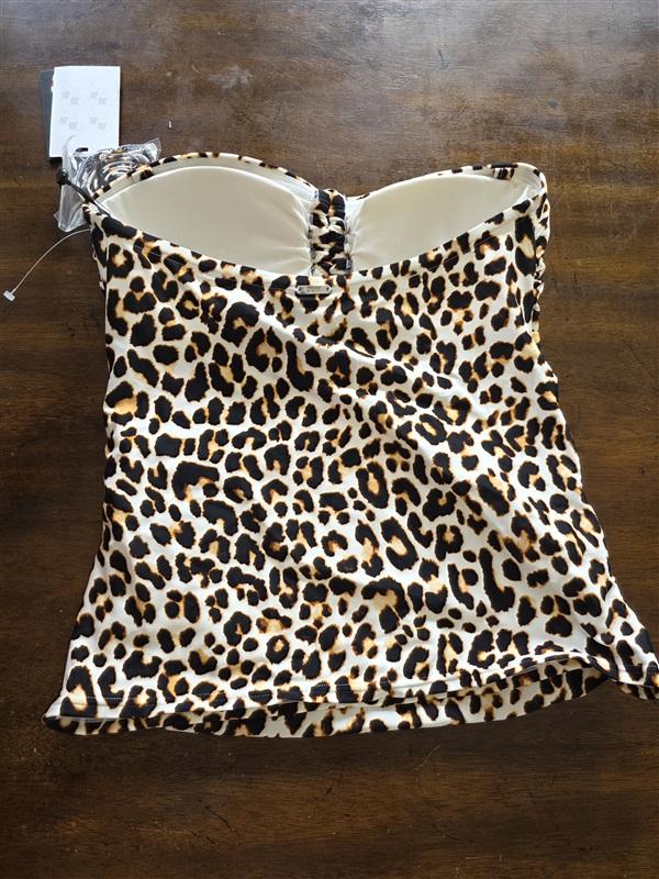 NWT DKNY S Animal Cheetah Print Bandeau Tankini Top 124819