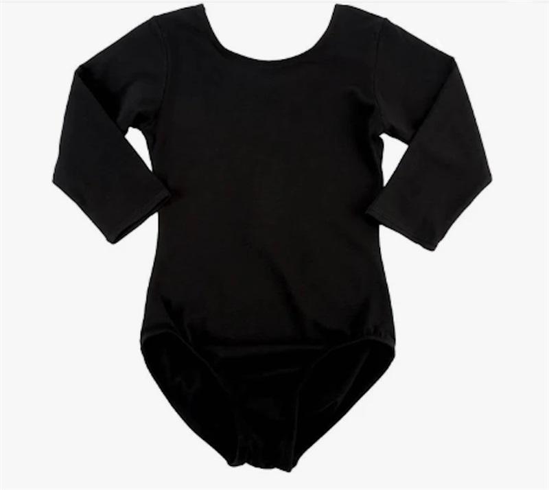 Moret Child Large 3/4 Sleeve Leotard Black Basic Dance Wear 124845
