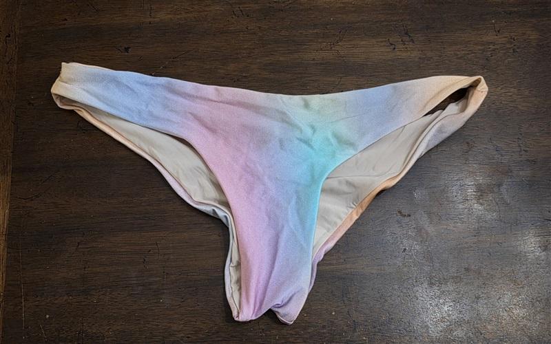 NWT Pilyq PQ L Ombre Rainbow High Cut Teeny Bottom Bikini Swim 124856