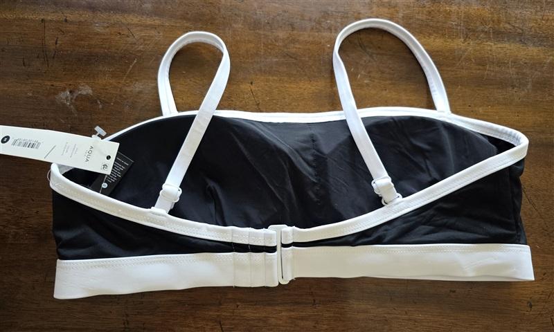 NWT Aqua Swim Black White Bikini Swim Top 124857