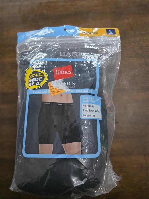 NWTD Hanes L Ultimate 5pr Long leg Boxer Briefs Underwear Tagless 124870