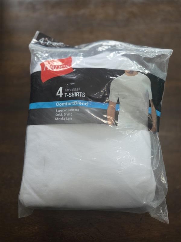 NWTD Hanes S Comfort Blend Tagless 4 Pack T shirts Undershirt White 124875