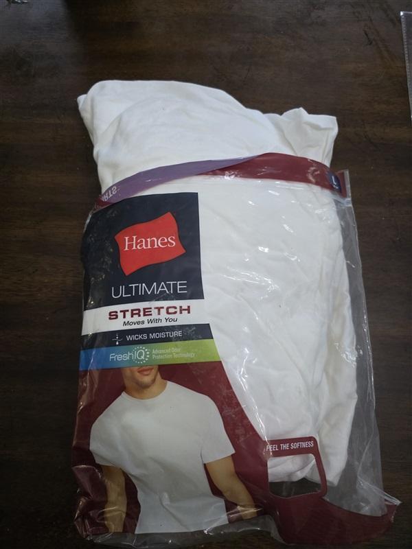 NWTD Hanes L Ultimate Stretch Tagless 4 Pack T shirts Undershirt White 124883