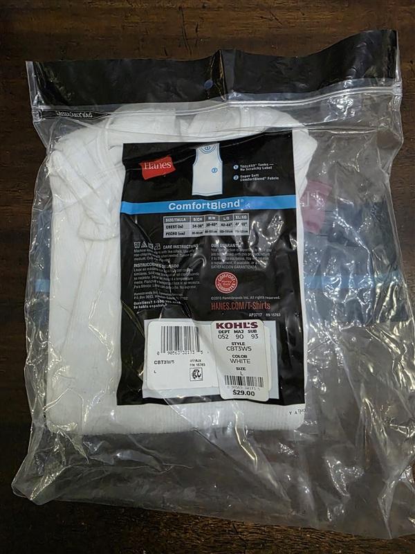 NWTD Hanes XL ComfortBlend Tagless 5 Pk Tank Top Tshirts Undershirt White 124914
