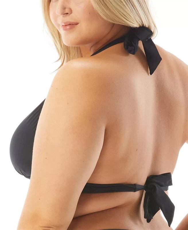 NWT Michael Kors 18W Plus Size Logo Ring Halter Bikini Top Swimsuit 124964