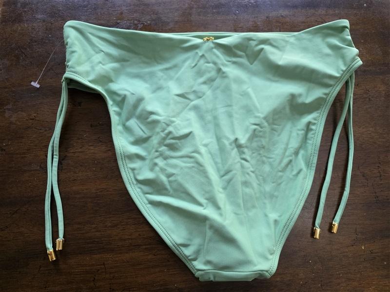 NWT PIlyq S AGA Green High Cut Ruched Bikini Swim Bottom 125008