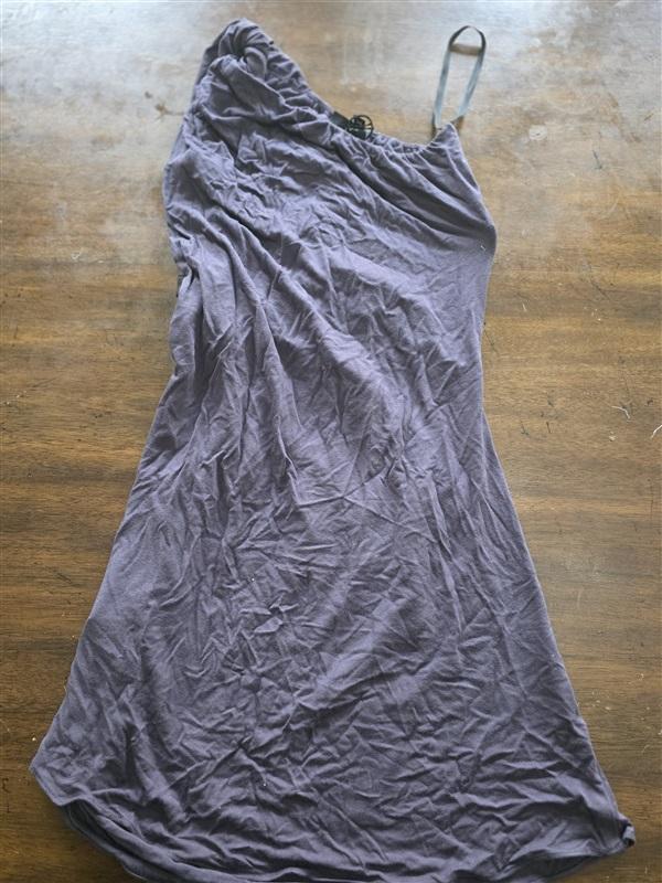 NWOT Sky M 1 Shoulder Club Mini Dress Tunic Leather Band Gray 125034