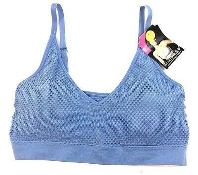 NWOT Lily Of France L/XL Dynamic Duo Seamless Bralette 2171941 Blue 125119