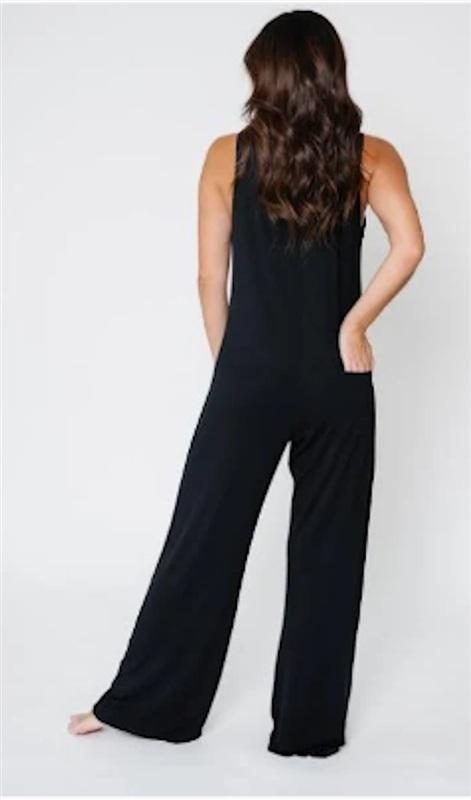NWT Monuit LG Patricia Jumpsuit V Neck Black 125162