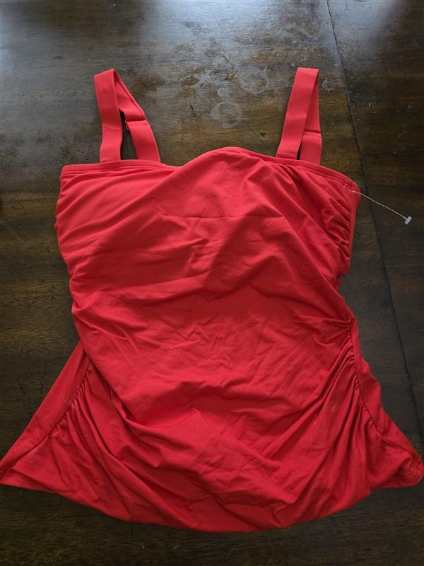 NWOT Carmen Marc Valvo S Boston Proper Square Neck Red Tankini Top 125224