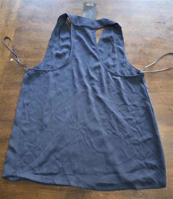 NWT Krisa XS V Neck Surplice Navy Blue Collared Tank Top 125273