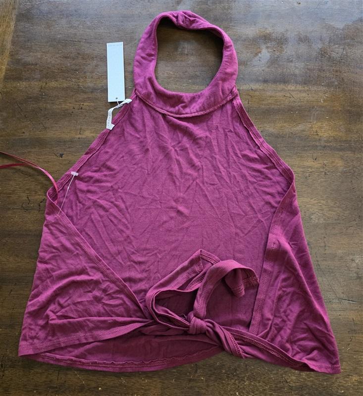 NWT Three Eighty Two OS Open Back Halter Top Burgundy 125275