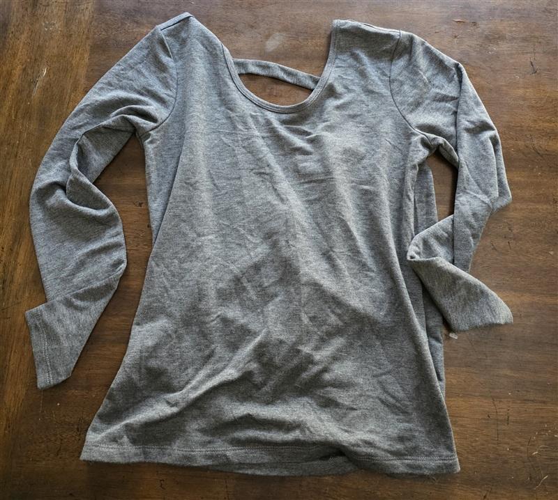 NWOT Marika S Deep V Ballet Surplice Charcoal Gray Long Sleeve Top 125279