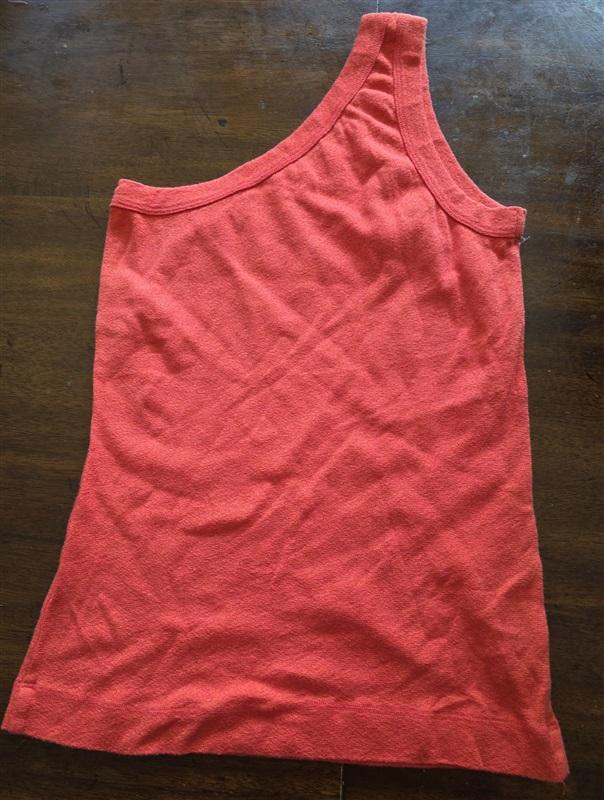 NWOT Michael Stars OS Kelly One Shoulder Tank Orange Sparkle 125286