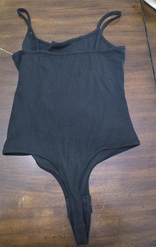NWT Madewell M Ribbed Knit Thong Bodysuit Black 125315